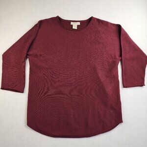 Cynthia Rowley Women's Top 3/4 Sleeve Maroon Wine Red Stretch Blouse Size M Soft